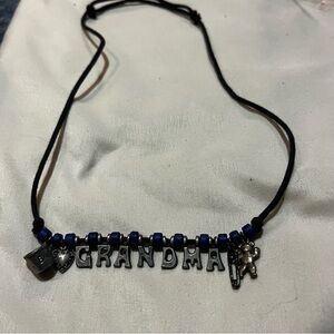 Grandma necklace ~blue adjustable cord ~ baby charms